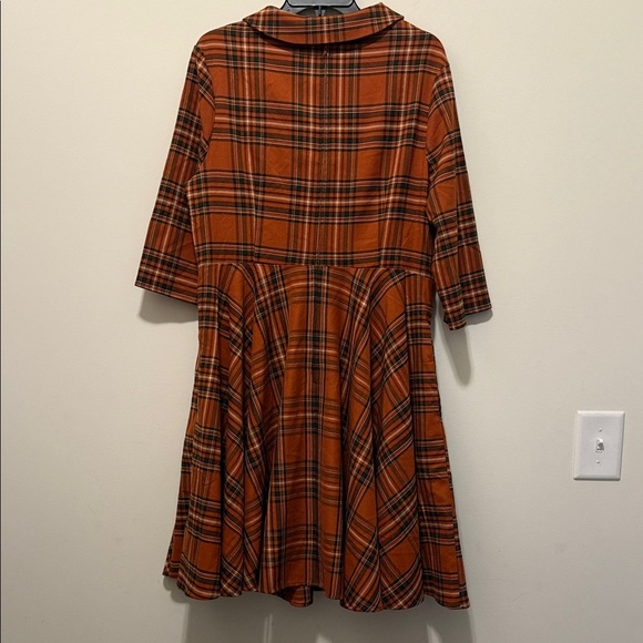New Hell Bunny Rust Plaid Vintage Dress - Picture 9 of 9